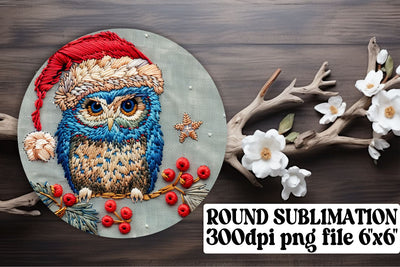 Festive Christmas Owl Circle Sublimation afrosvg 