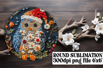 Festive Christmas Owl Round Design Sublimation afrosvg 