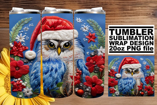 Festive Christmas Owl Wrap 20oz Tumbler Design Sublimation afrosvg 