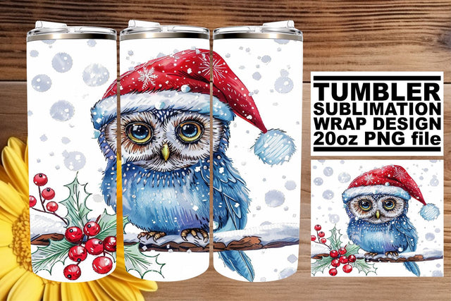 Festive Christmas Owl Wrap 20oz Tumbler Sublimation Sublimation afrosvg 