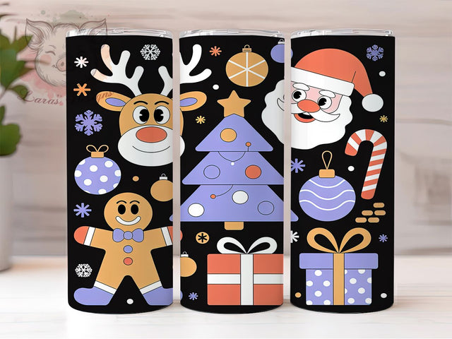 Festive Christmas Pattern Tumbler, Holiday Print Wrap, Festive Sublimation Design, Seasonal Cup Art, 20Oz Skinny Tumbler Wrap, Winter Pattern Mug, Decorative Christmas Design Sublimation Lara' s Designs 