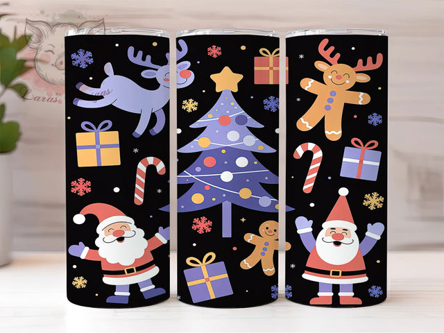 Festive Christmas Pattern Tumbler, Holiday Print Wrap, Festive Sublimation Design, Seasonal Cup Art, 20Oz Skinny Tumbler Wrap, Winter Pattern Mug, Decorative Christmas Design Sublimation Lara' s Designs 