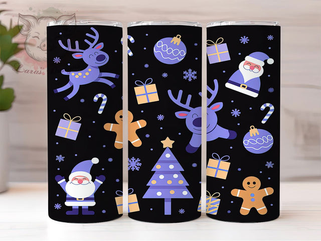 Festive Christmas Pattern Tumbler, Holiday Print Wrap, Festive Sublimation Design, Seasonal Cup Art, 20Oz Skinny Tumbler Wrap, Winter Pattern Mug, Decorative Christmas Design Sublimation Lara' s Designs 