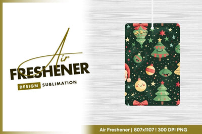 Festive Christmas Pattern with Ornaments Trees Stars and Dots on Dark Green Background Sublimation Regulrcrative 