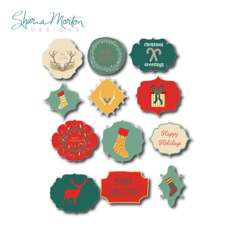 Festive Christmas Printable Stickers for Cards, Gifts & Crafts SVG Sharia Morton Designs 