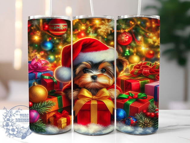 Festive Christmas Puppy Dog Tumbler, Festive Puppy Sublimation Design, Holiday Dog Art, 20oz Xmas Tumbler, Whimsical Dog Mug, Stylish Christmas Cup, Cheerful Puppy Wrap Sublimation ToriDesigns 