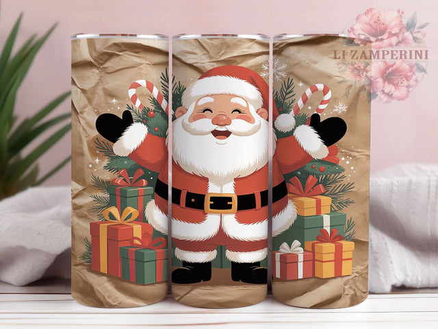 Festive Christmas Santa Holiday Tumbler, Festive Holiday Sublimation Design, Cheerful Santa Cup Art, 20oz Xmas Tumbler, Whimsical Santa Mug, Stylish Christmas Cup, Cozy Holiday Wrap Sublimation Li Zamperini 