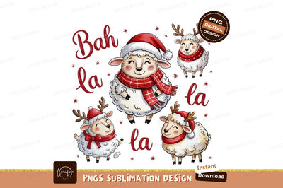 Festive Christmas Sheep With Reindeer Antlers Sublimation Designangry 