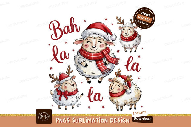 Festive Christmas Sheep With Reindeer Antlers Sublimation Designangry 