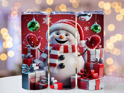 Festive Christmas Snowman Tumbler, Red White Holiday Pattern, Festive Snowman Design, 20Oz Sublimation Wrap, Winter Snowman Art, Holiday Red Texture, Tumbler Sublimation Sublimation SvggirlplusArt 