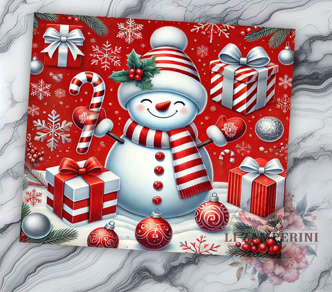 Festive Christmas Snowman Tumbler Wrap, Christmas Snowman Tumbler, Red and White Design, 20oz Wrap, Sublimation Design, Holiday Drinkware, Winter Cup, Festive Decor Sublimation Li Zamperini 