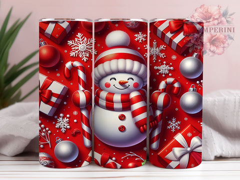 Festive Christmas Snowman Tumbler Wrap, Christmas Snowman Tumbler, Red and White Design, 20oz Wrap, Sublimation Design, Holiday Drinkware, Winter Cup, Festive Decor Sublimation Li Zamperini 