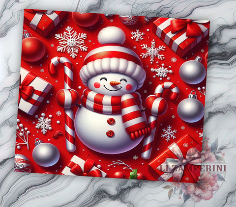 Festive Christmas Snowman Tumbler Wrap, Christmas Snowman Tumbler, Red and White Design, 20oz Wrap, Sublimation Design, Holiday Drinkware, Winter Cup, Festive Decor Sublimation Li Zamperini 