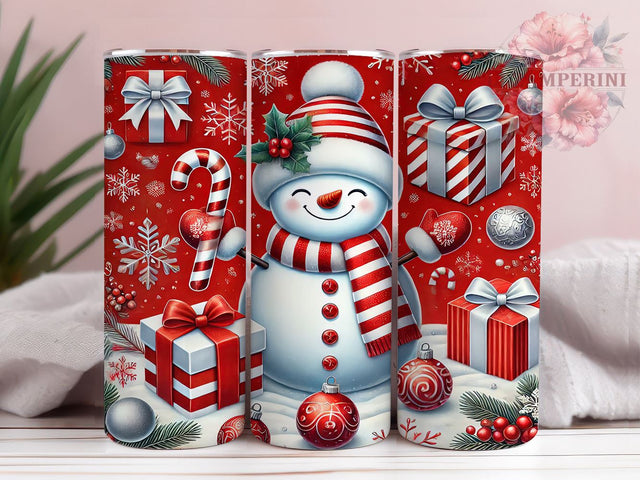 Festive Christmas Snowman Tumbler Wrap, Christmas Snowman Tumbler, Red and White Design, 20oz Wrap, Sublimation Design, Holiday Drinkware, Winter Cup, Festive Decor Sublimation Li Zamperini 