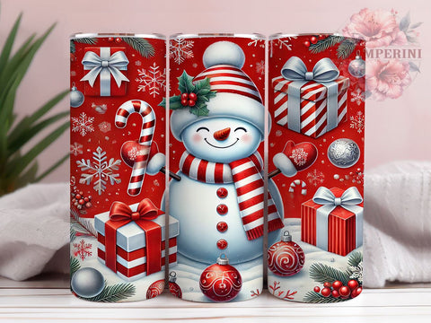 Festive Christmas Snowman Tumbler Wrap, Christmas Snowman Tumbler, Red and White Design, 20oz Wrap, Sublimation Design, Holiday Drinkware, Winter Cup, Festive Decor Sublimation Li Zamperini 