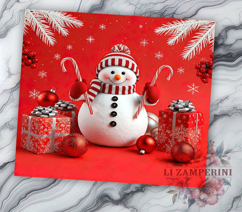 Festive Christmas Snowman Tumbler Wrap, Christmas Snowman Tumbler, Red and White Design, 20oz Wrap, Sublimation Design, Holiday Drinkware, Winter Cup, Festive Decor Sublimation Li Zamperini 