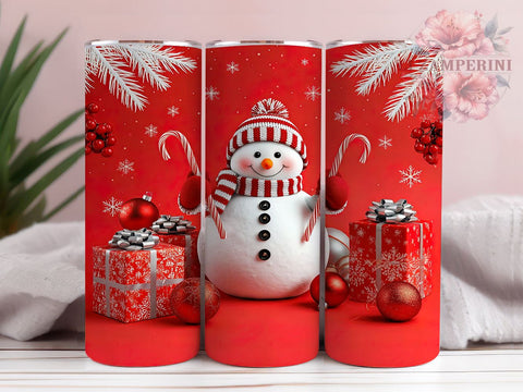 Festive Christmas Snowman Tumbler Wrap, Christmas Snowman Tumbler, Red and White Design, 20oz Wrap, Sublimation Design, Holiday Drinkware, Winter Cup, Festive Decor Sublimation Li Zamperini 