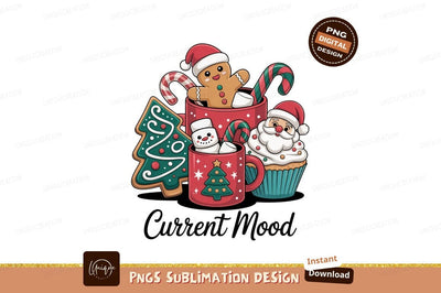 Festive Christmas Treats And Holiday Drinks gingerbread Sublimation Designangry 