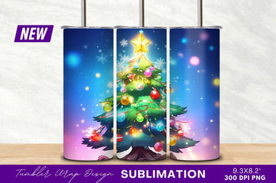 Festive Christmas Tree Cartoon With Baubles Sublimation Regulrcrative 