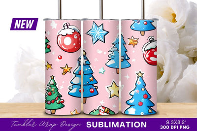 Festive Christmas Tree Ornament Pattern Tumbler Png Sublimation Regulrcrative 