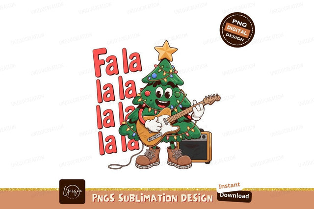 Festive Christmas tree playing guitar music Sublimation Designangry 