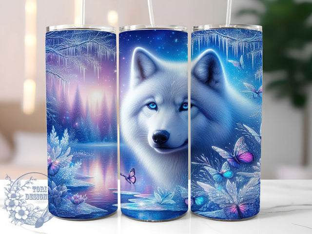 Festive Christmas Winter Wolf Tumbler, Winter Wolf Pattern, Holiday Wolf Design, 20Oz Sublimation Wrap, Snowy Wolf Art, Festive Winter Texture, Tumbler Sublimation Sublimation ToriDesigns 