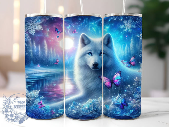 Festive Christmas Winter Wolf Tumbler, Winter Wolf Pattern, Holiday Wolf Design, 20Oz Sublimation Wrap, Snowy Wolf Art, Festive Winter Texture, Tumbler Sublimation Sublimation ToriDesigns 