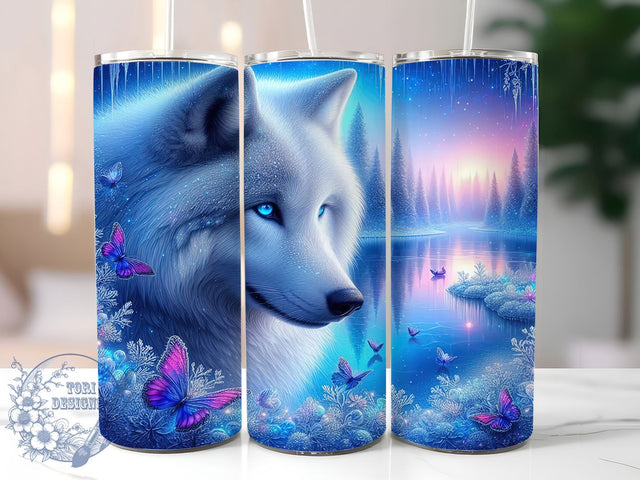Festive Christmas Winter Wolf Tumbler, Winter Wolf Pattern, Holiday Wolf Design, 20Oz Sublimation Wrap, Snowy Wolf Art, Festive Winter Texture, Tumbler Sublimation Sublimation ToriDesigns 