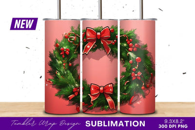 Festive Christmas Wreath With Red Bows Sublimation Regulrcrative 