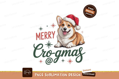 Festive corgi wearing santa hat christmas Sublimation Designangry 