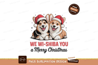 Festive Corgis Wearing Santa Hats dogs christmas Sublimation Designangry 