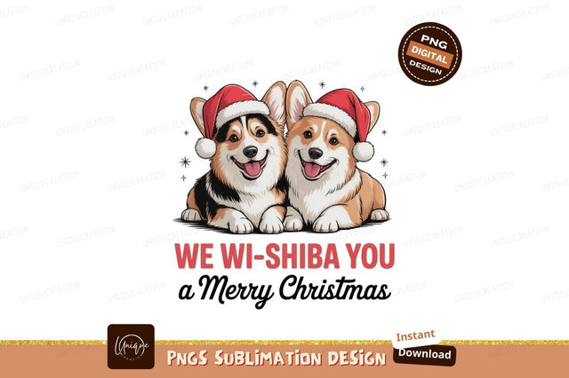 Festive Corgis Wearing Santa Hats dogs christmas Sublimation Designangry 