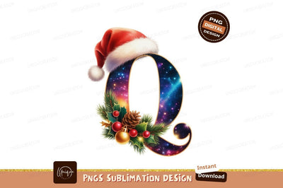Festive cosmic letter with santa hat christmas Sublimation Designangry 