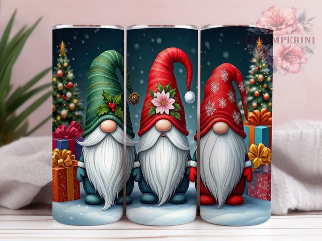 Festive Cute Christmas Gnomes Holiday Tumbler, Cute Gnomes Tumbler, Christmas Tumbler, Holiday Drinkware, Sublimation Wrap, Gnome Decor, Custom Tumbler, Festive Gift Sublimation Li Zamperini 