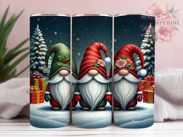 Festive Cute Christmas Gnomes Holiday Tumbler, Cute Gnomes Tumbler, Christmas Tumbler, Holiday Drinkware, Sublimation Wrap, Gnome Decor, Custom Tumbler, Festive Gift Sublimation Li Zamperini 