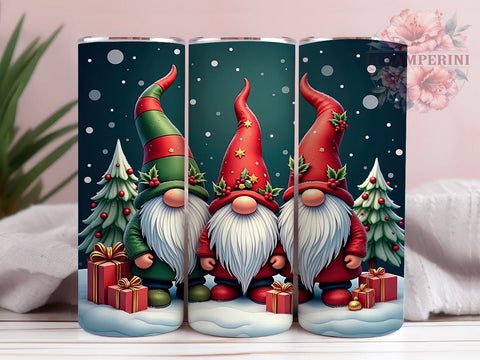 Festive Cute Christmas Gnomes Holiday Tumbler, Cute Gnomes Tumbler, Christmas Tumbler, Holiday Drinkware, Sublimation Wrap, Gnome Decor, Custom Tumbler, Festive Gift Sublimation Li Zamperini 