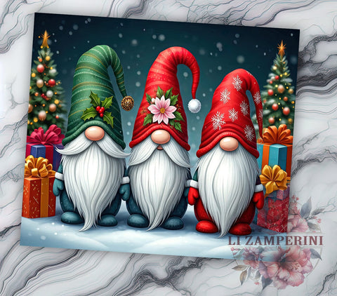 Festive Cute Christmas Gnomes Holiday Tumbler, Cute Gnomes Tumbler, Christmas Tumbler, Holiday Drinkware, Sublimation Wrap, Gnome Decor, Custom Tumbler, Festive Gift Sublimation Li Zamperini 