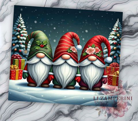 Festive Cute Christmas Gnomes Holiday Tumbler, Cute Gnomes Tumbler, Christmas Tumbler, Holiday Drinkware, Sublimation Wrap, Gnome Decor, Custom Tumbler, Festive Gift Sublimation Li Zamperini 