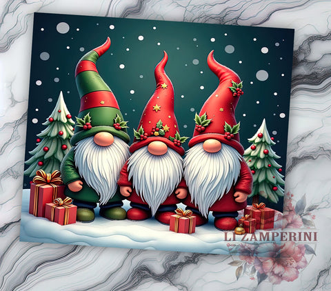 Festive Cute Christmas Gnomes Holiday Tumbler, Cute Gnomes Tumbler, Christmas Tumbler, Holiday Drinkware, Sublimation Wrap, Gnome Decor, Custom Tumbler, Festive Gift Sublimation Li Zamperini 