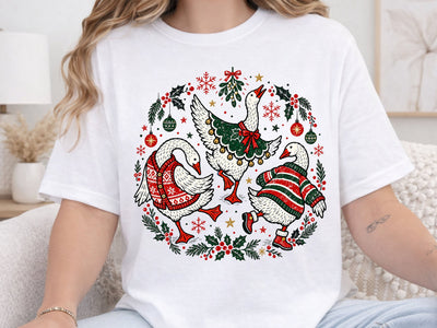Festive Dancing Geese Grunge PNG Artwork SVG DesignDestine 