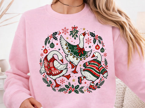 Festive Dancing Geese Grunge PNG Artwork SVG DesignDestine 