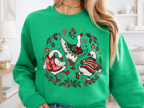 Festive Dancing Geese Grunge PNG Artwork SVG DesignDestine 