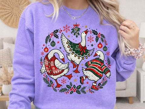 Festive Dancing Geese Grunge PNG Artwork SVG DesignDestine 