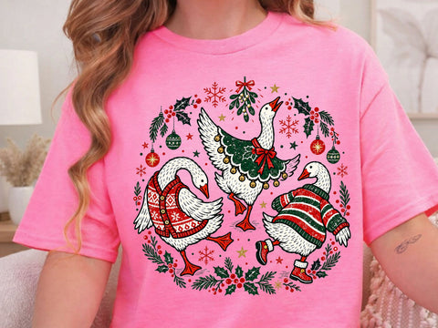 Festive Dancing Geese Grunge PNG Artwork SVG DesignDestine 