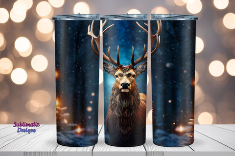 Festive Deer 20 oz Tumbler Wrap | 20 oz Skinny Tumbler Wrap Sublimation Christmas Design Sublimation Sublimatiz Designs 