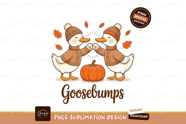 Festive ducks wearing sweaters and hats autumn fall Sublimation Designangry 