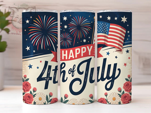 Festive Freedom 4th of July Tumbler, Patriotic Tumbler, Independence Day Sublimation, Red White Blue Tumbler, Fireworks Tumbler Design, 20oz USA Tumbler Wrap, Stars And Stripes Tumbler Sublimation Lara' s Designs 
