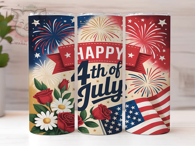 Festive Freedom 4th of July Tumbler, Patriotic Tumbler, Independence Day Sublimation, Red White Blue Tumbler, Fireworks Tumbler Design, 20oz USA Tumbler Wrap, Stars And Stripes Tumbler Sublimation Lara' s Designs 