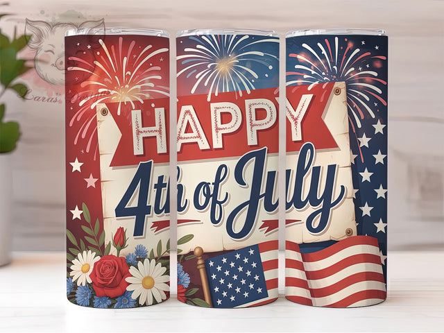 Festive Freedom 4th of July Tumbler, Patriotic Tumbler, Independence Day Sublimation, Red White Blue Tumbler, Fireworks Tumbler Design, 20oz USA Tumbler Wrap, Stars And Stripes Tumbler Sublimation Lara' s Designs 