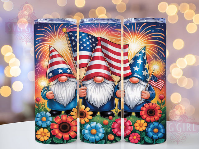 Festive & Fun 4th of July Gnome Tumbler, Patriotic Gnome Tumbler, Independence Day Wrap, Red White Blue Gnomes, USA Gnome Sublimation, 20oz Tumbler Design, American Gnome PNG Sublimation SvggirlplusArt 